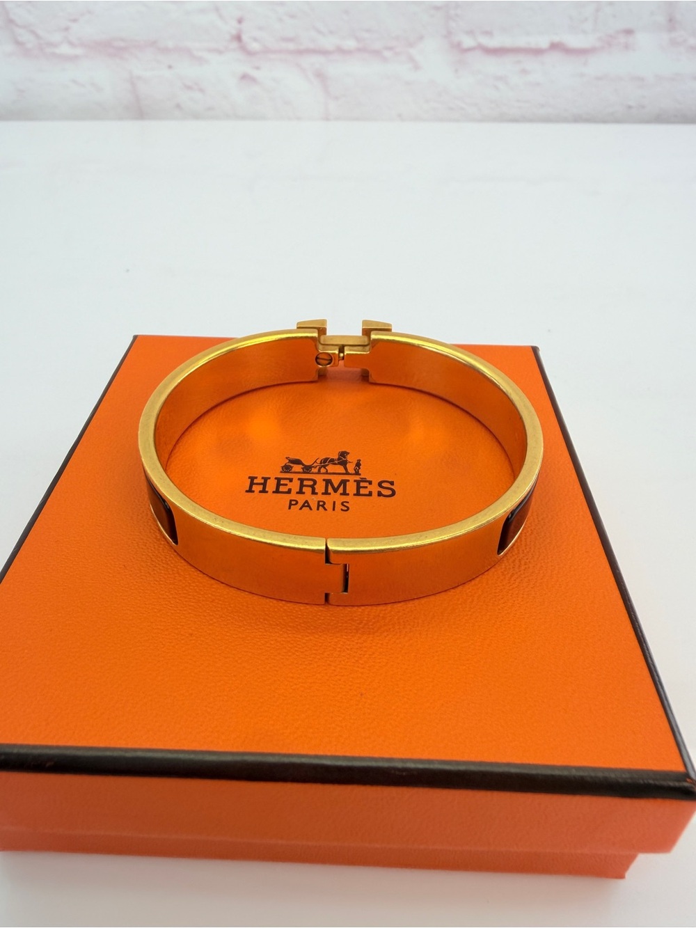 Hermes Enamel Narrow Clic Clac H Bracelet PM Black - Picture 5 of 9